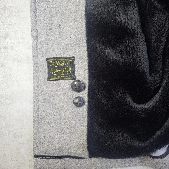 Vintage Botany 500 Gray Fleece Lined Wool Trench Coat Button Up Overcoat Pockets - Picture 7 of 16